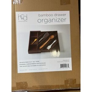 Honey-Can-Do‎ Bamboo Drawer Organizer Adjustable 10.5-16.5in Dark Wood KCH-09433